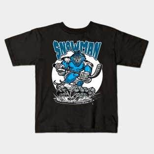 Abominable Snowman Hockey Player Mascot Kids T-Shirt